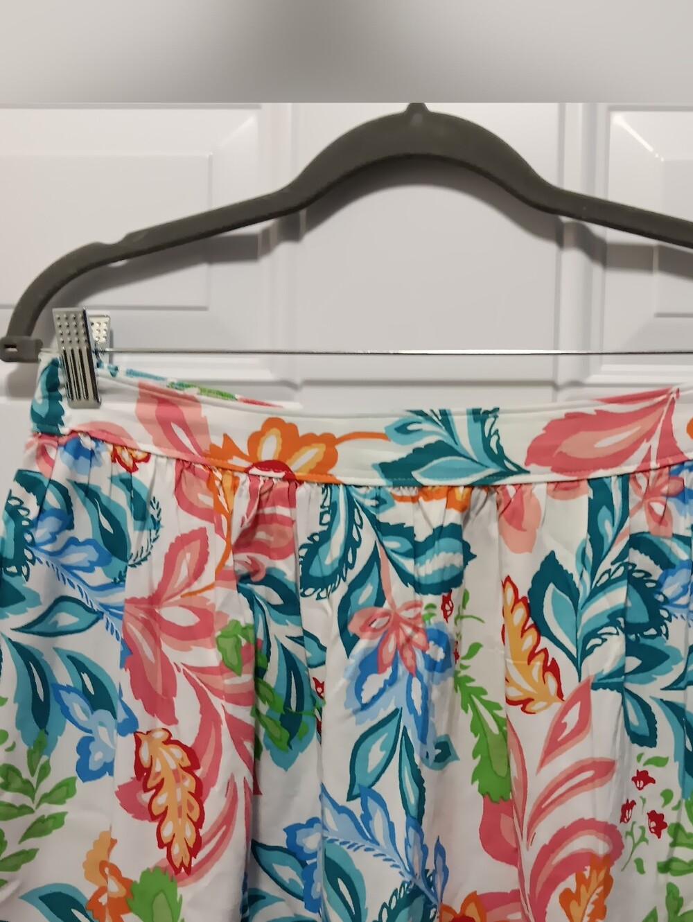 Tropical Floral Tiered A-Line Midi Skirt Sz M Cottagecore Cotton/Rayon Blend - Picture 5 of 11